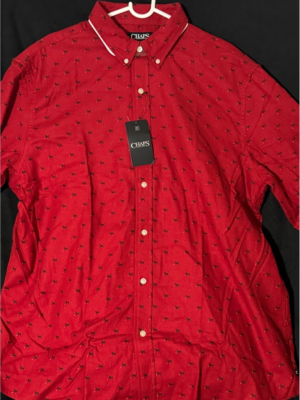 Chaps Red Multi Patterned Button-Down Shirt XXL - Picture 2 of 7